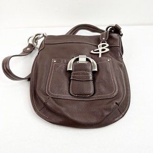 B.Makowsky Crossbody Bag Womens Brown Leather Buckle